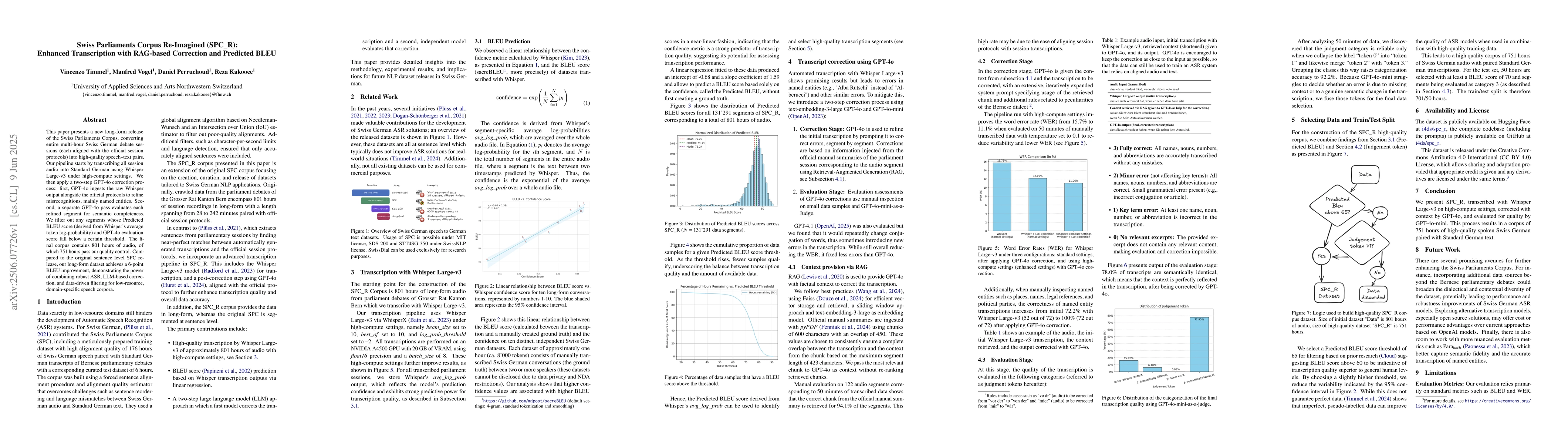 Thumbnail for Swiss Parliaments Corpus Re-Imagined (SPC_R): Enhanced Transcription
  with RAG-based Correction and Predicted BLEU