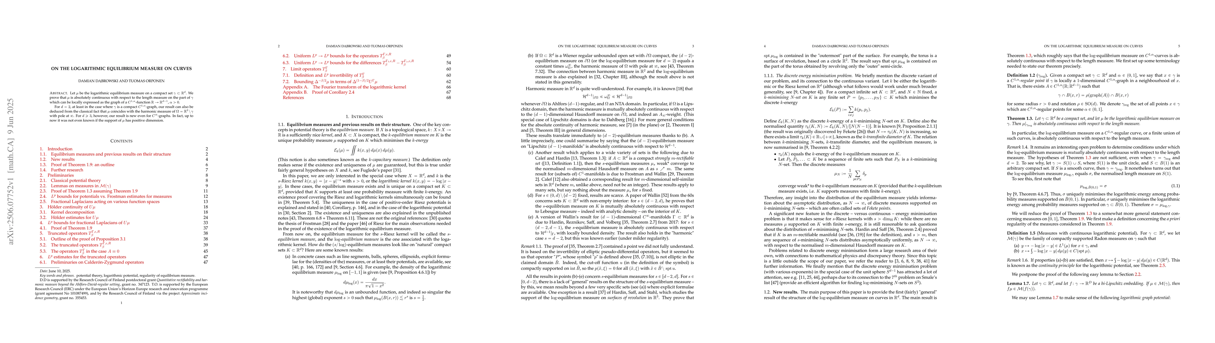 Thumbnail for On the logarithmic equilibrium measure on curves