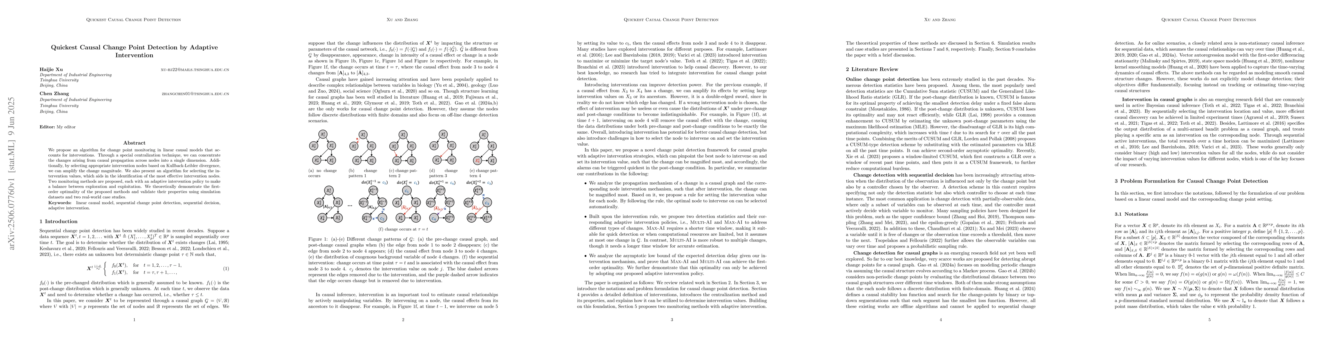 Thumbnail for Quickest Causal Change Point Detection by Adaptive Intervention