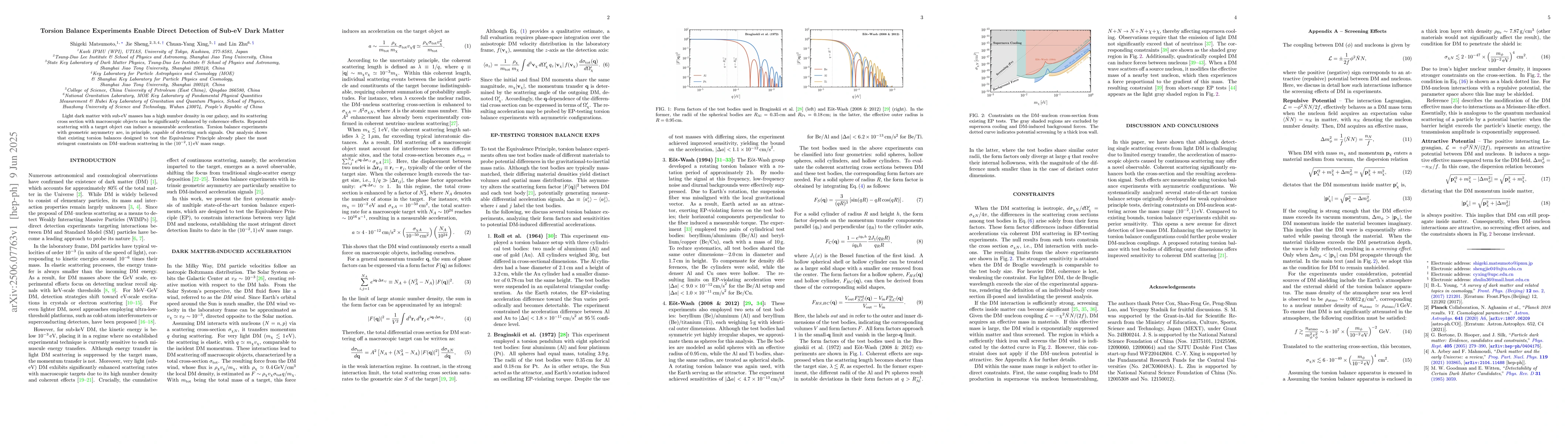 Thumbnail for Torsion Balance Experiments Enable Direct Detection of Sub-eV Dark
  Matter
