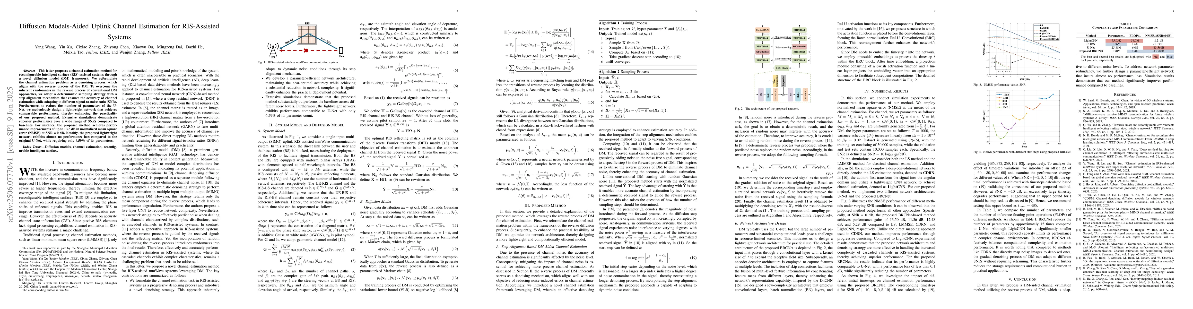 Thumbnail for Diffusion Models-Aided Uplink Channel Estimation for RIS-Assisted
  Systems