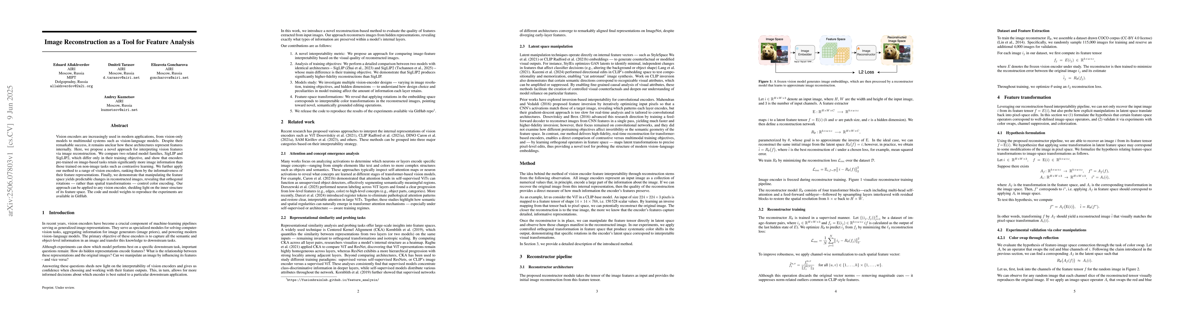 Thumbnail for Image Reconstruction as a Tool for Feature Analysis