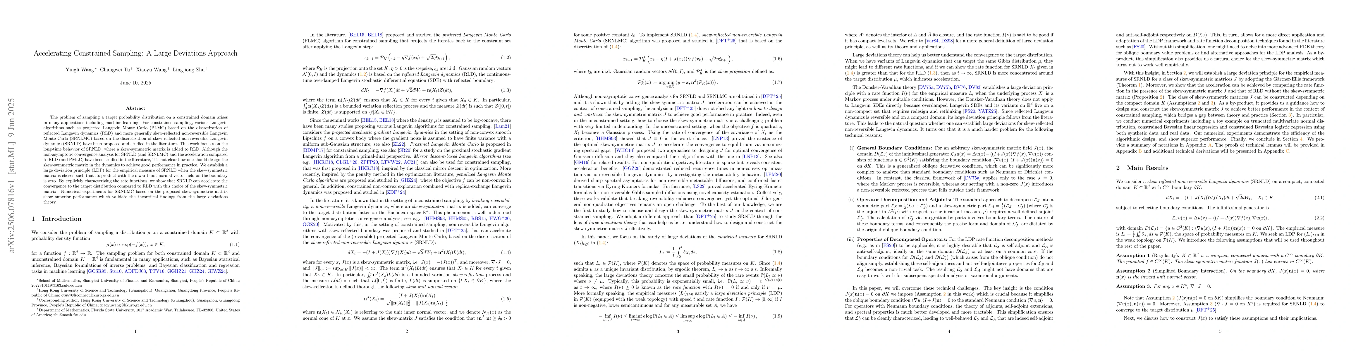 Thumbnail for Accelerating Constrained Sampling: A Large Deviations Approach