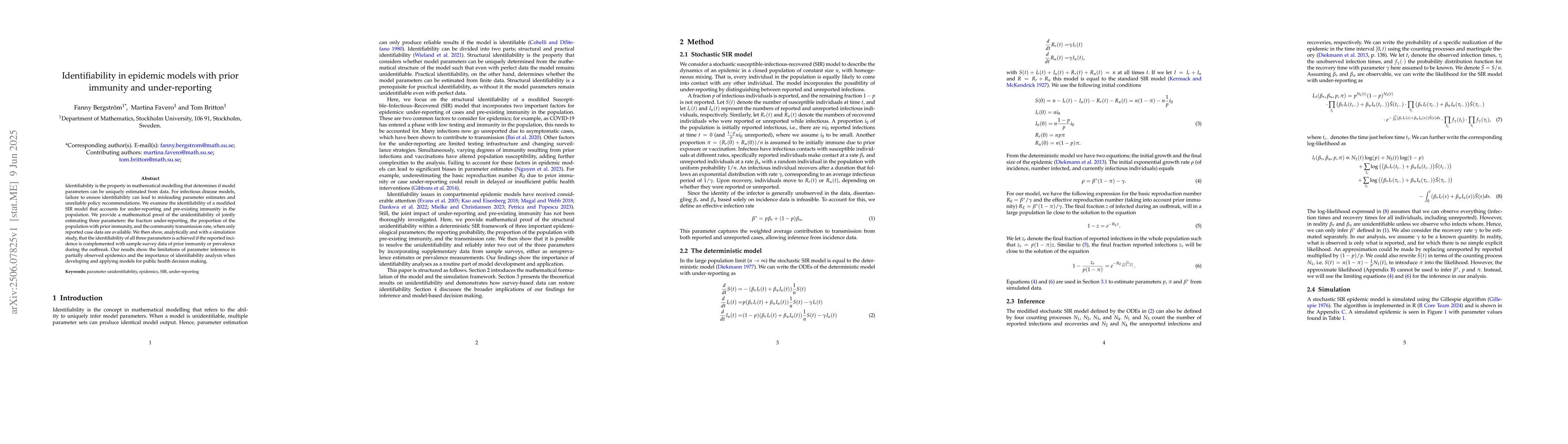 Thumbnail for Identifiability in epidemic models with prior immunity and
  under-reporting