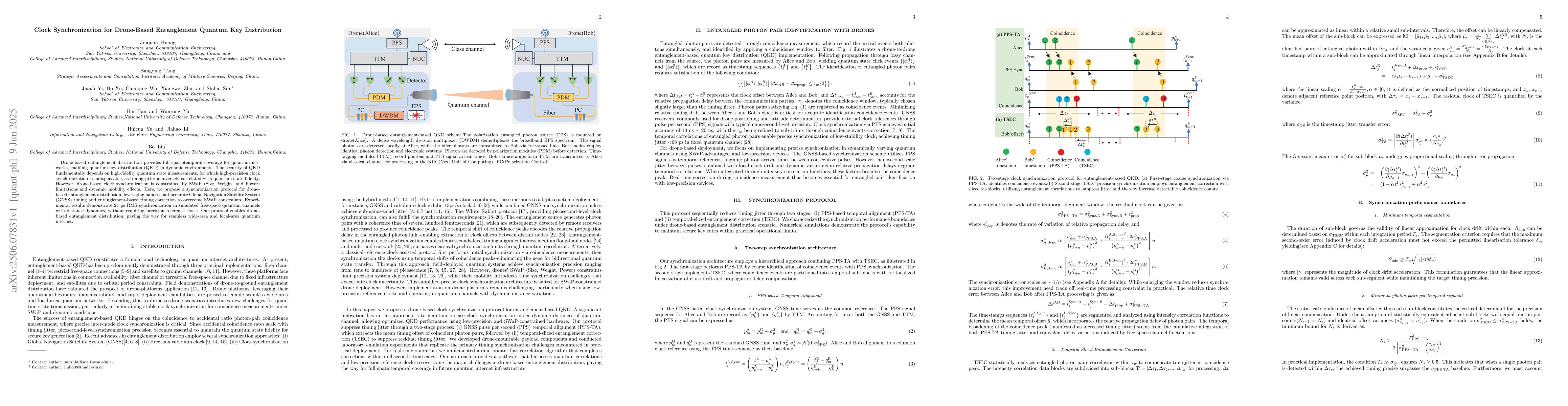 Thumbnail for Clock Synchronization for Drone-Based Entanglement Quantum Key
  Distribution