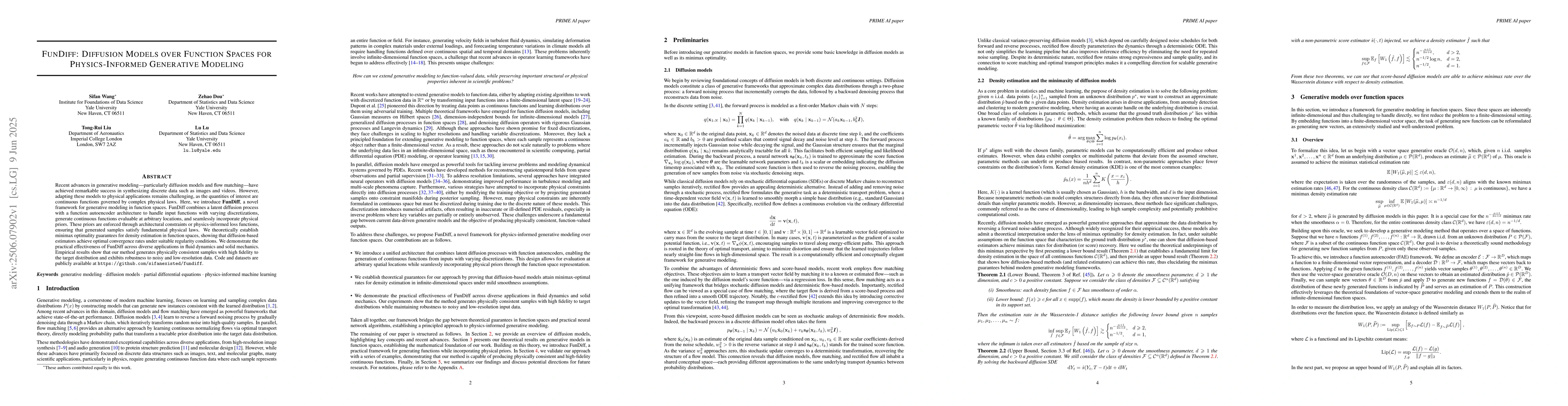 Thumbnail for FunDiff: Diffusion Models over Function Spaces for Physics-Informed
  Generative Modeling