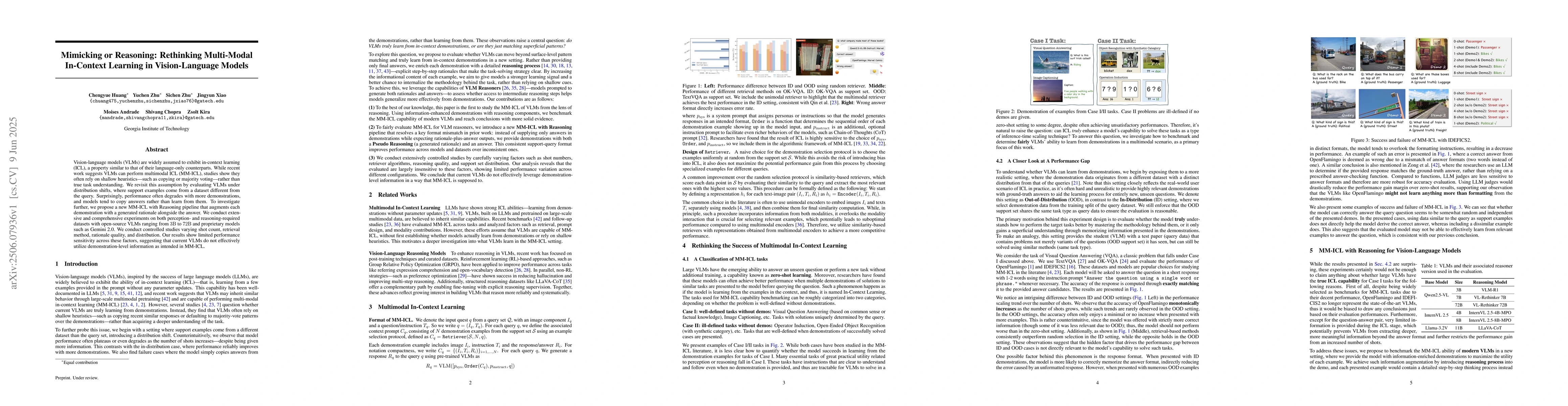 Thumbnail for Mimicking or Reasoning: Rethinking Multi-Modal In-Context Learning in
  Vision-Language Models