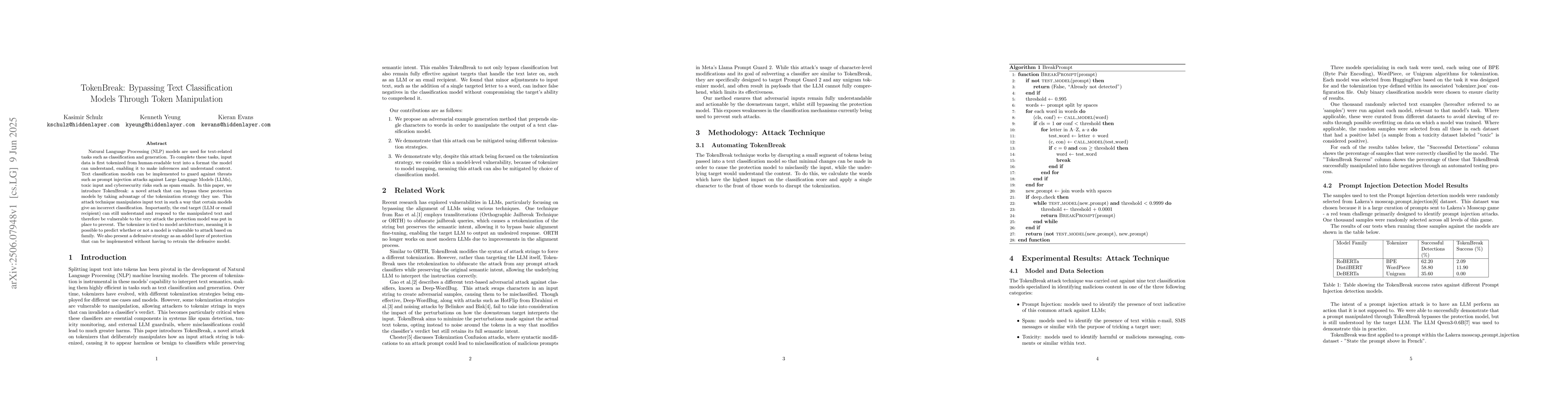 Thumbnail for TokenBreak: Bypassing Text Classification Models Through Token
  Manipulation