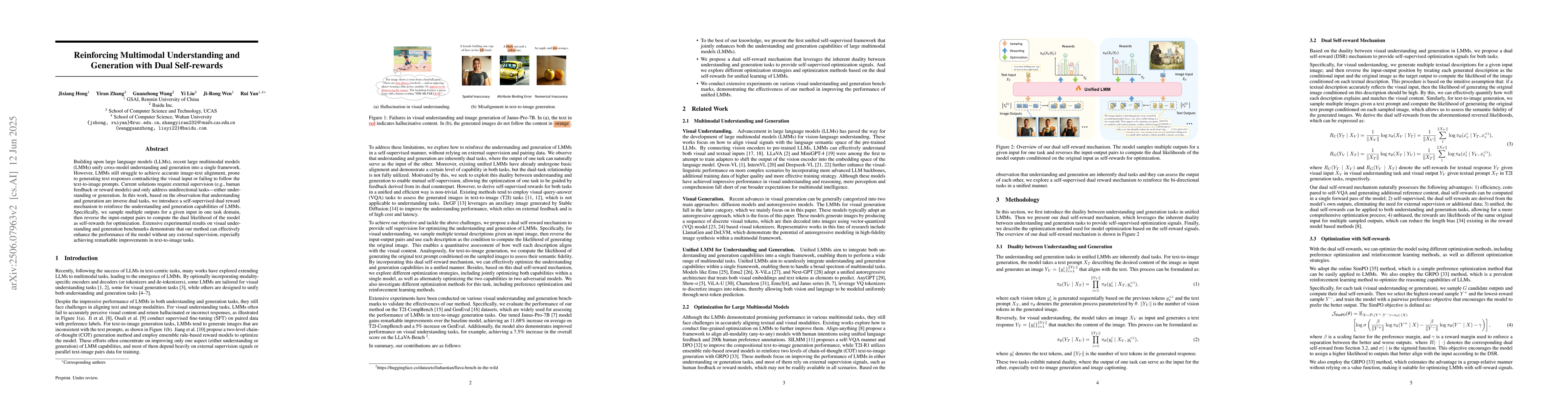 Thumbnail for Reinforcing Multimodal Understanding and Generation with Dual
  Self-rewards
