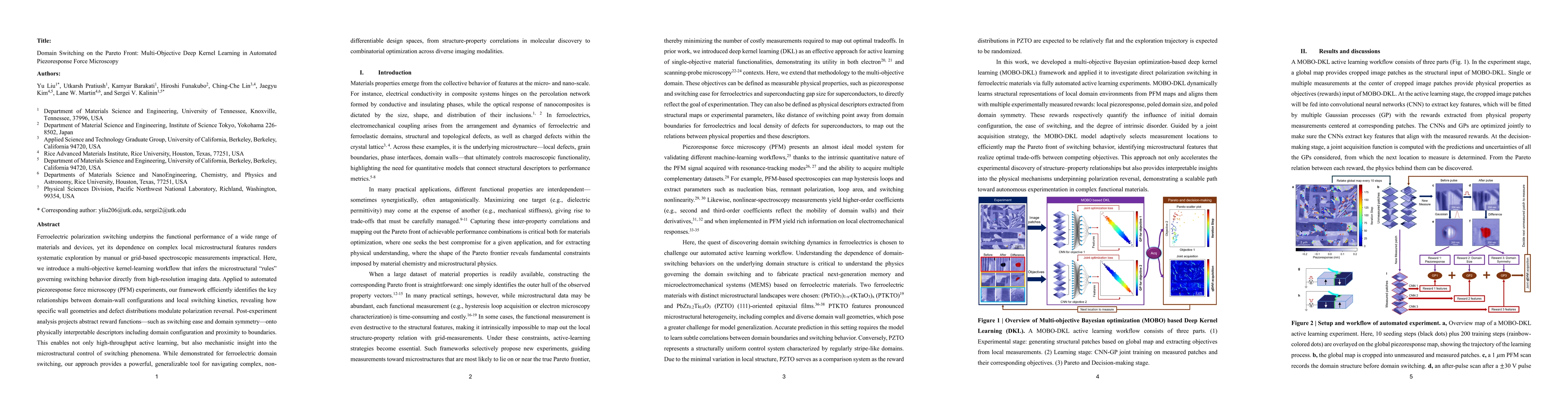 Thumbnail for Domain Switching on the Pareto Front: Multi-Objective Deep Kernel
  Learning in Automated Piezoresponse Force Microscopy