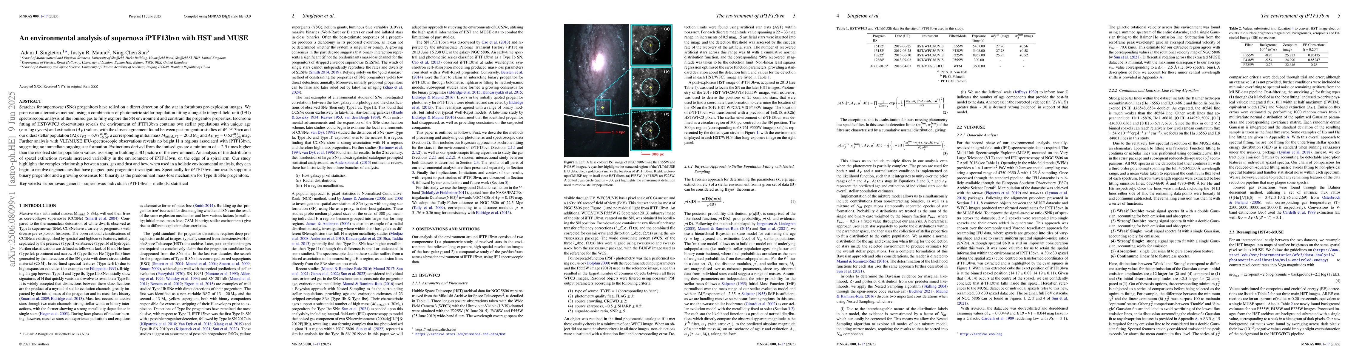 Thumbnail for An environmental analysis of supernova iPTF13bvn with HST and MUSE
