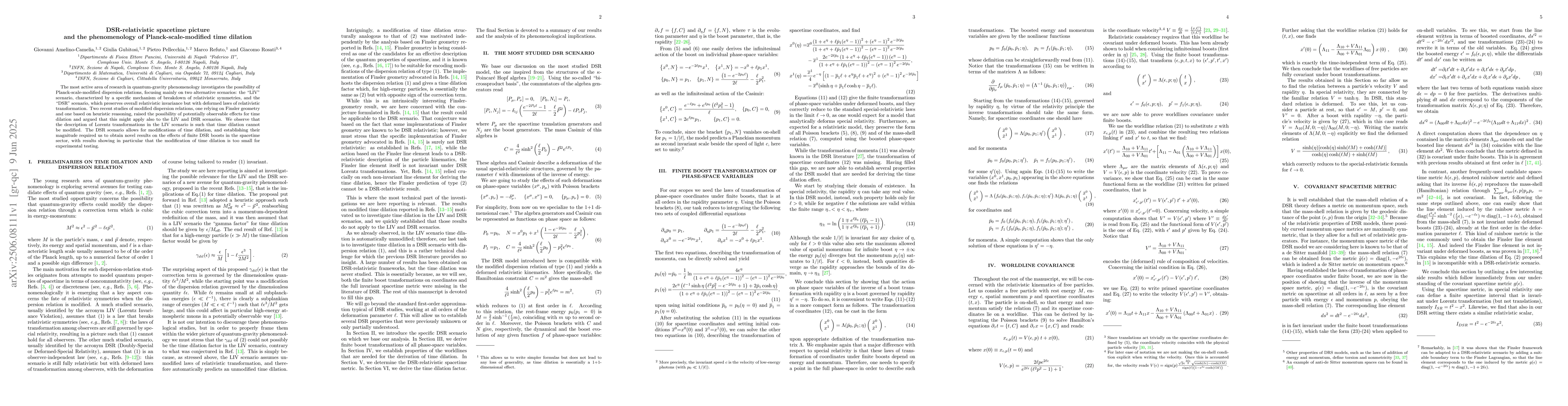 Thumbnail for DSR-relativistic spacetime picture and the phenomenology of
  Planck-scale-modified time dilation