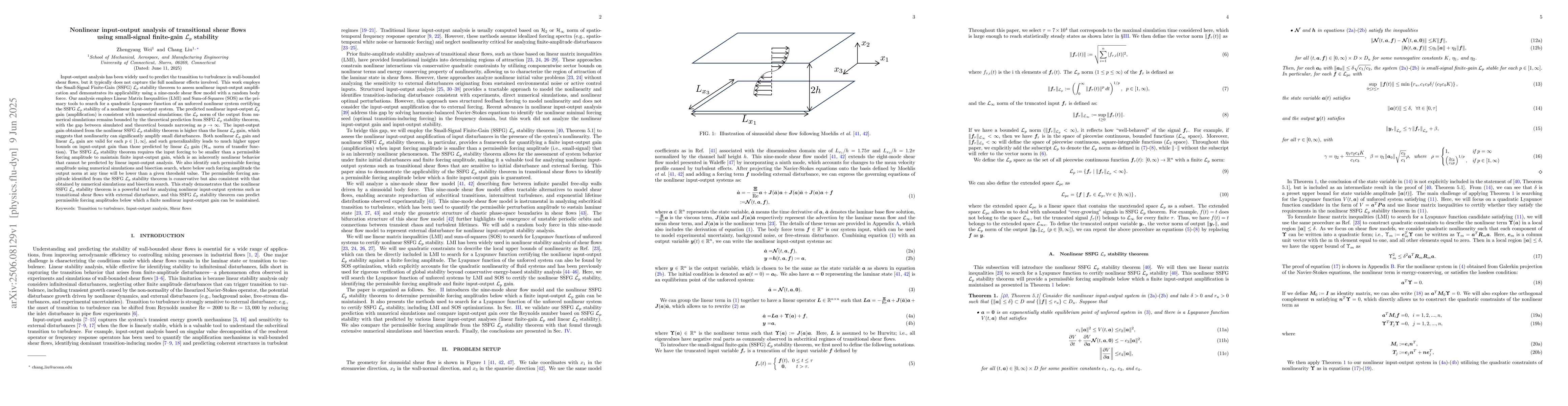 Thumbnail for Nonlinear input-output analysis of transitional shear flows using
  small-signal finite-gain $\mathcal{L}_p$ stability