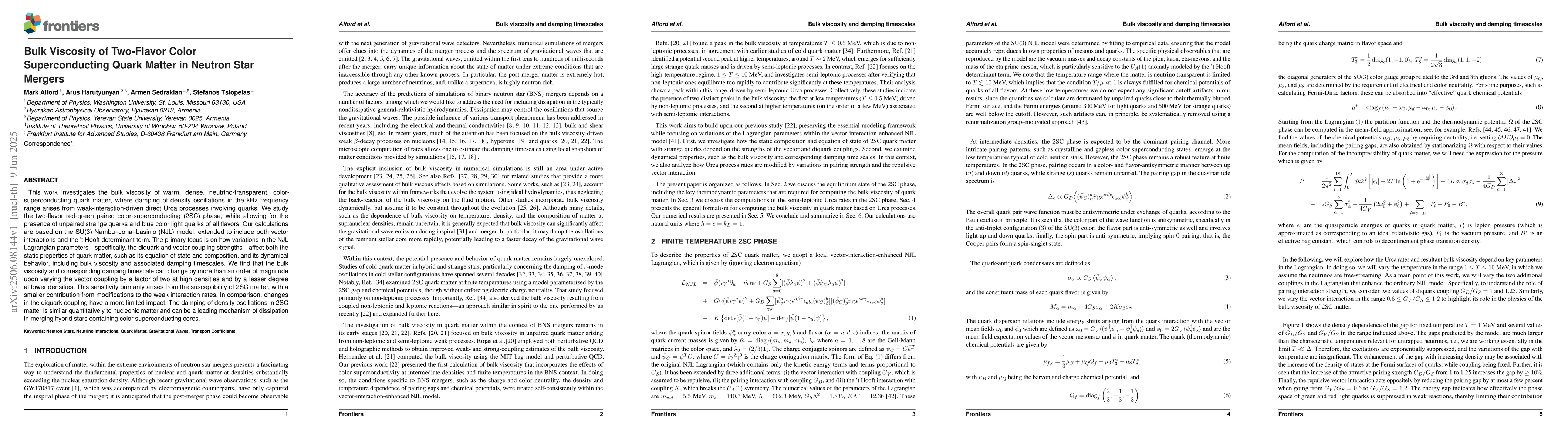 Thumbnail for Bulk Viscosity of Two-Flavor Color Superconducting Quark Matter in
  Neutron Star Mergers