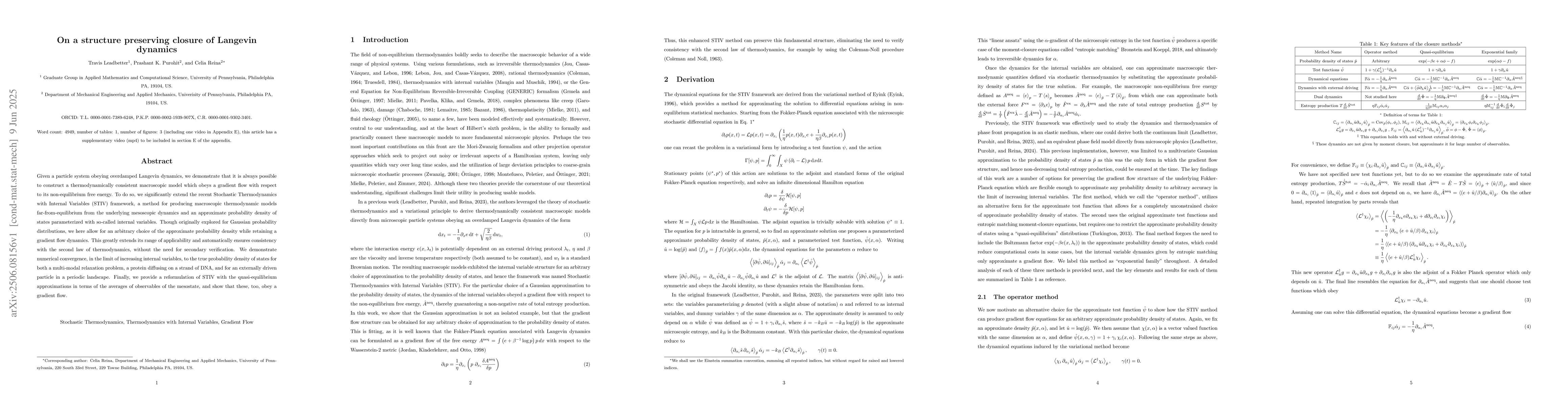 Thumbnail for On a structure preserving closure of Langevin dynamics
