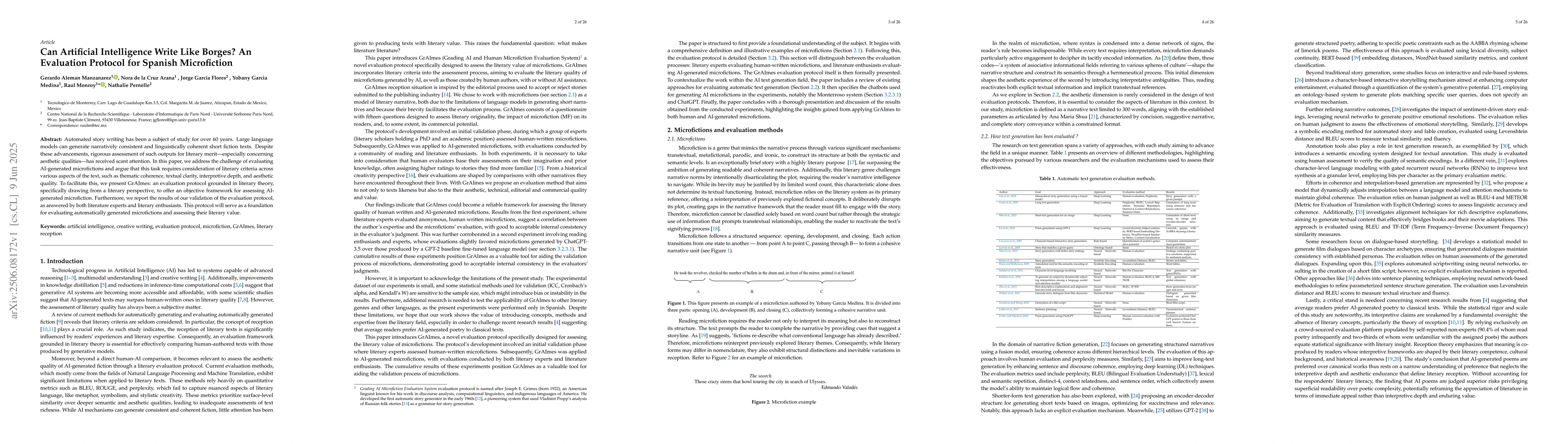 Thumbnail for Can Artificial Intelligence Write Like Borges? An Evaluation Protocol
  for Spanish Microfiction