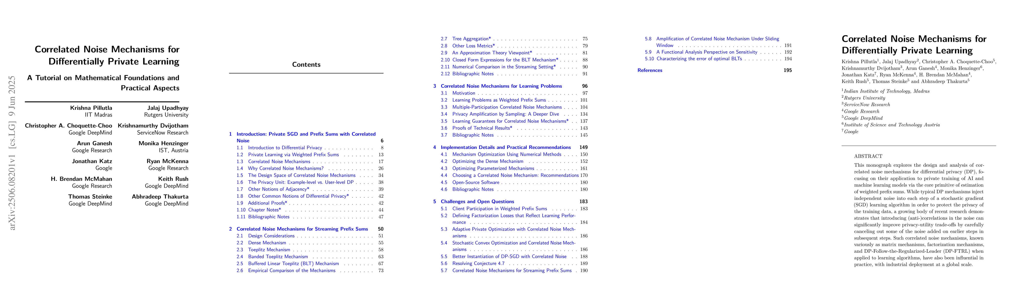 Thumbnail for Correlated Noise Mechanisms for Differentially Private Learning