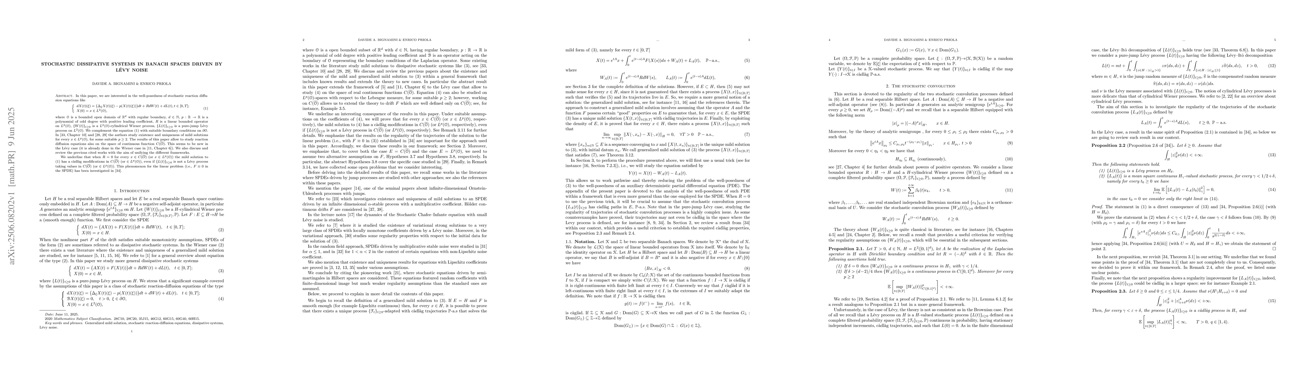 Thumbnail for Stochastic dissipative systems in Banach spaces driven by Lévy noise