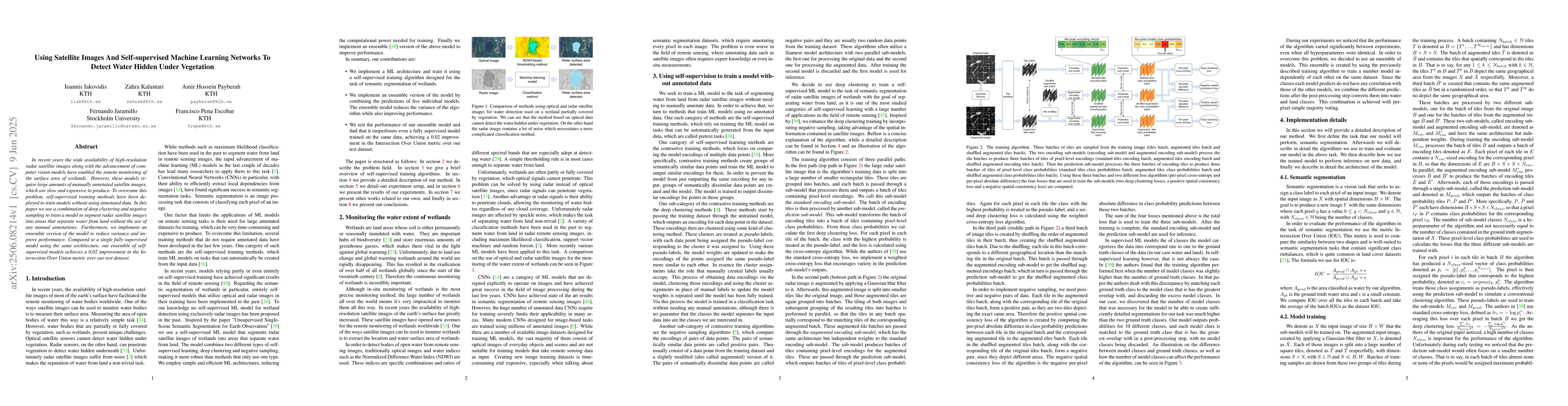 Thumbnail for Using Satellite Images And Self-supervised Machine Learning Networks To
  Detect Water Hidden Under Vegetation