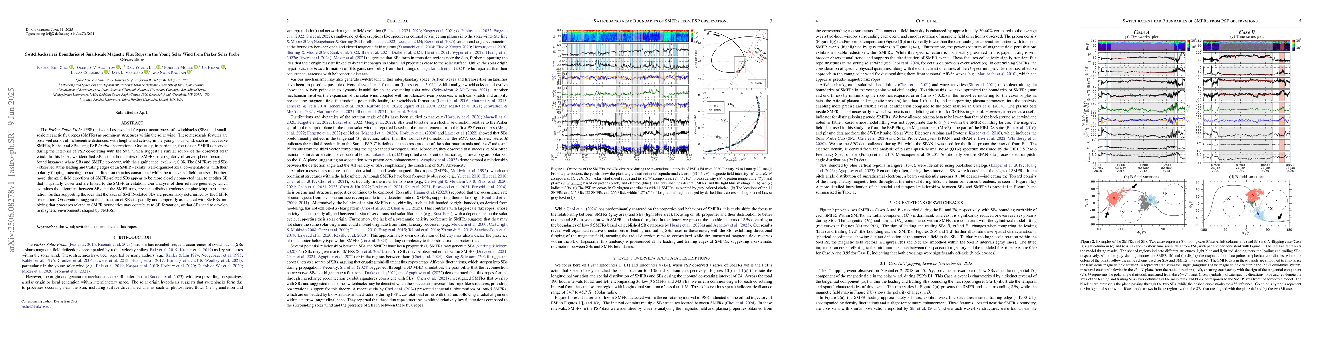 Thumbnail for Switchbacks near Boundaries of Small-scale Magnetic Flux Ropes in the
  Young Solar Wind from Parker Solar Probe Observations