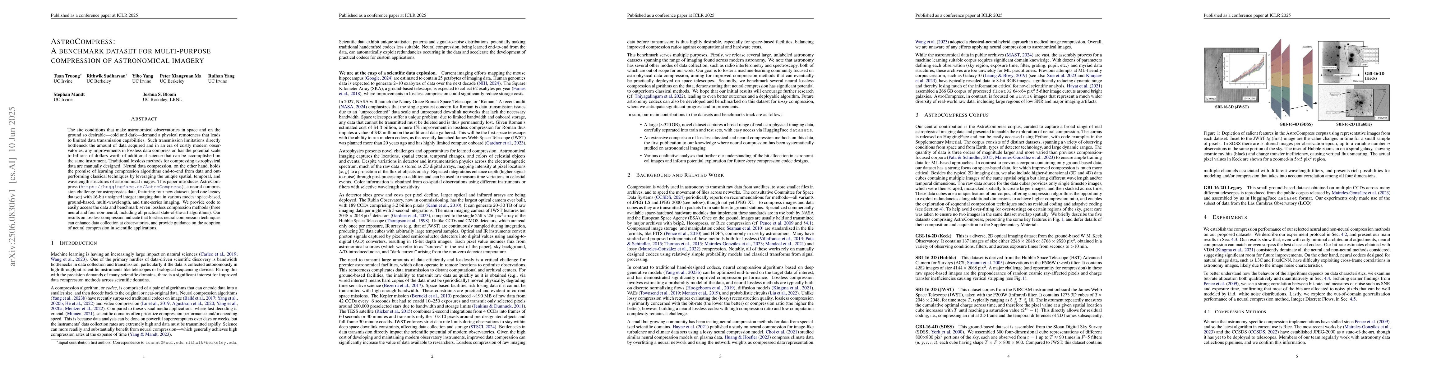 Thumbnail for AstroCompress: A benchmark dataset for multi-purpose compression of
  astronomical data