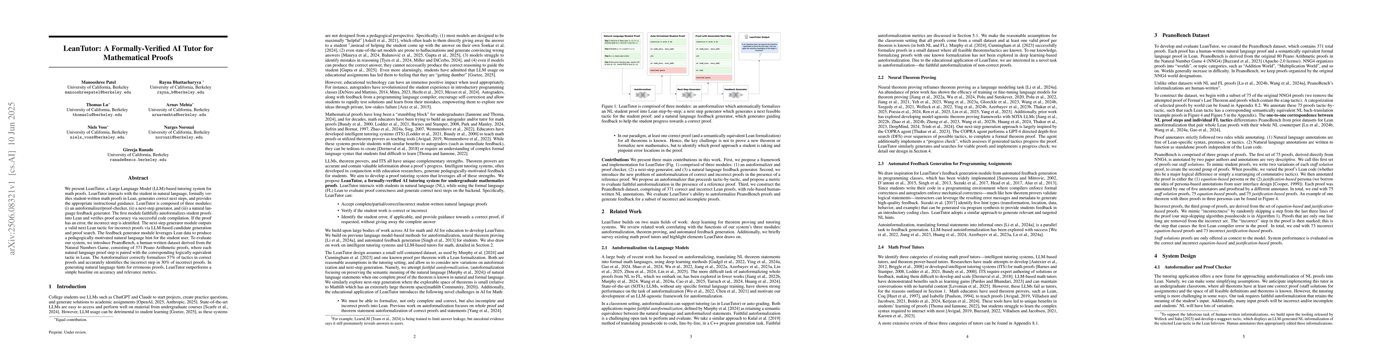 Thumbnail for LeanTutor: A Formally-Verified AI Tutor for Mathematical Proofs