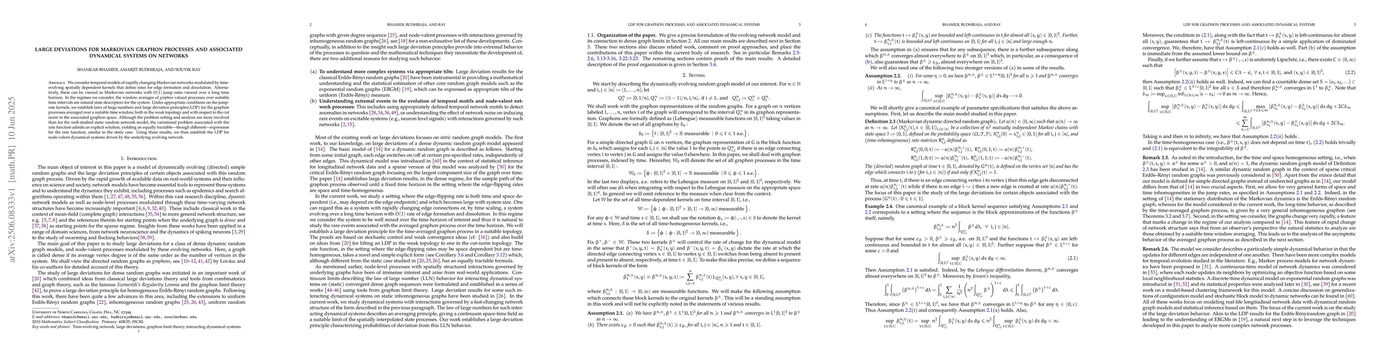 Thumbnail for Large Deviations for Markovian Graphon Processes and Associated
  Dynamical Systems on Networks