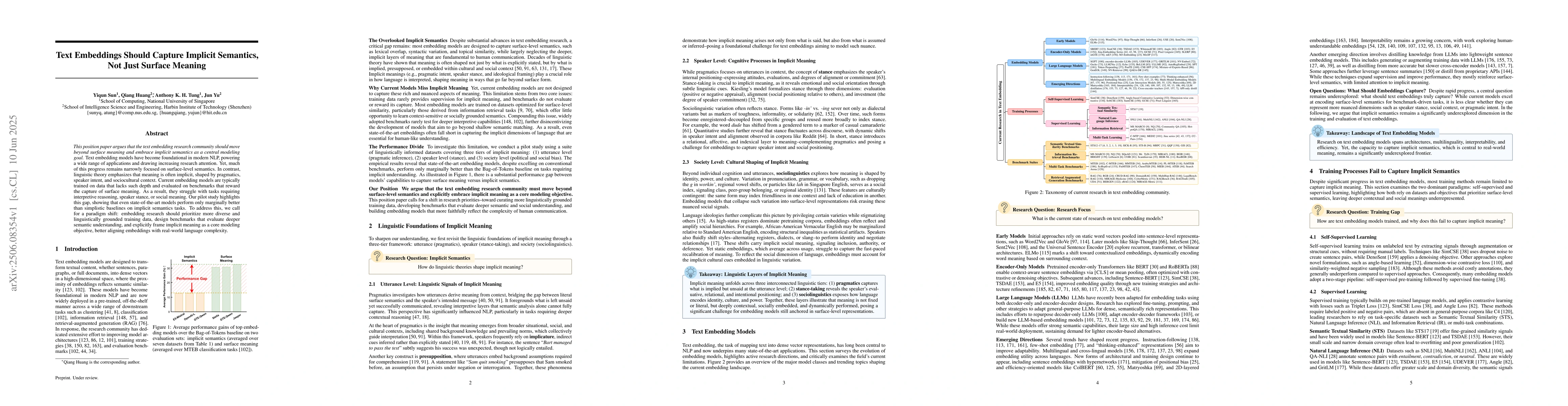 Thumbnail for Text Embeddings Should Capture Implicit Semantics, Not Just Surface
  Meaning