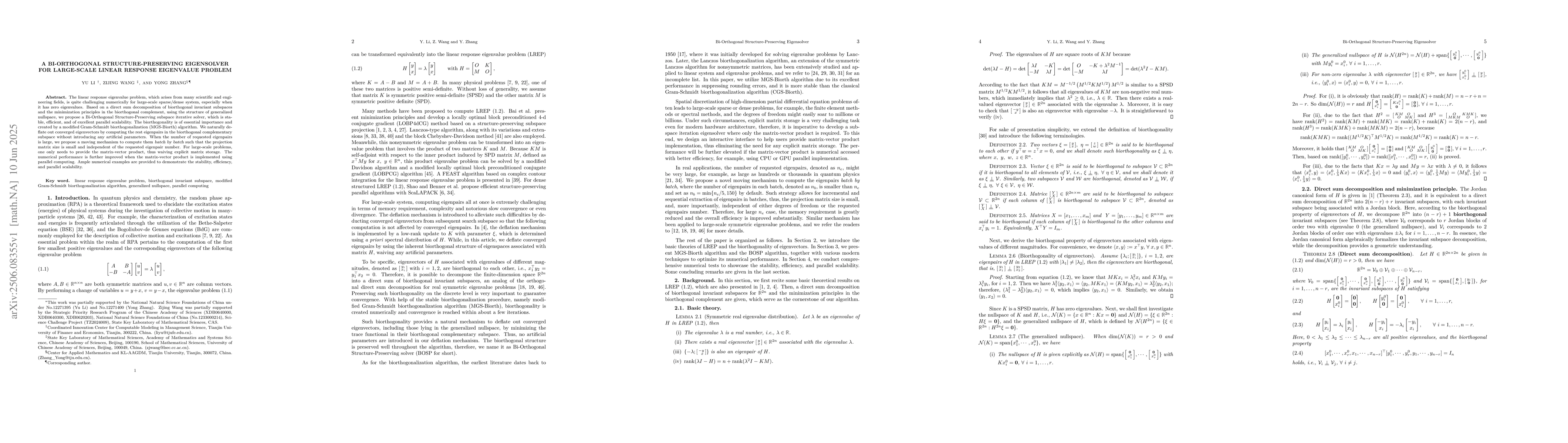 Thumbnail for A Bi-Orthogonal Structure-Preserving eigensolver for large-scale linear
  response eigenvalue problem