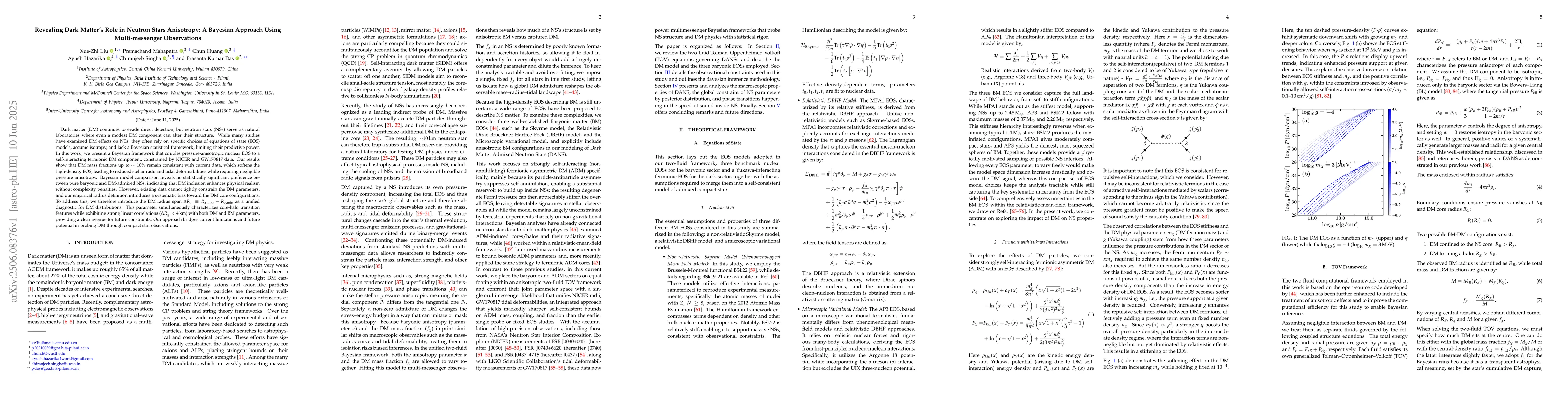 Thumbnail for Revealing Dark Matter's Role in Neutron Stars Anisotropy: A Bayesian
  Approach Using Multi-messenger Observations