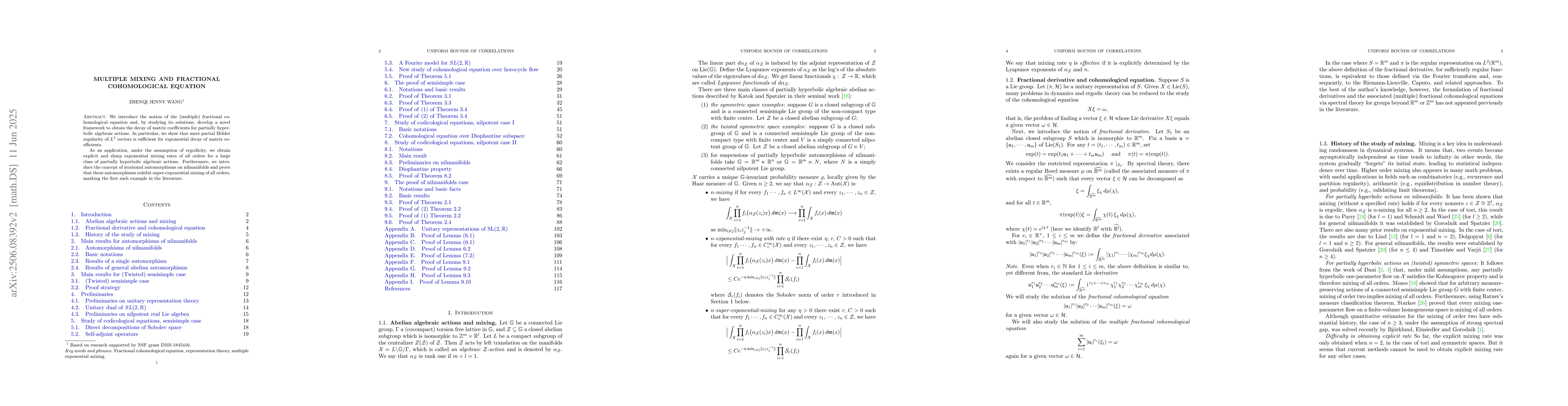 Thumbnail for Multiple mixing and fractional cohomological equation