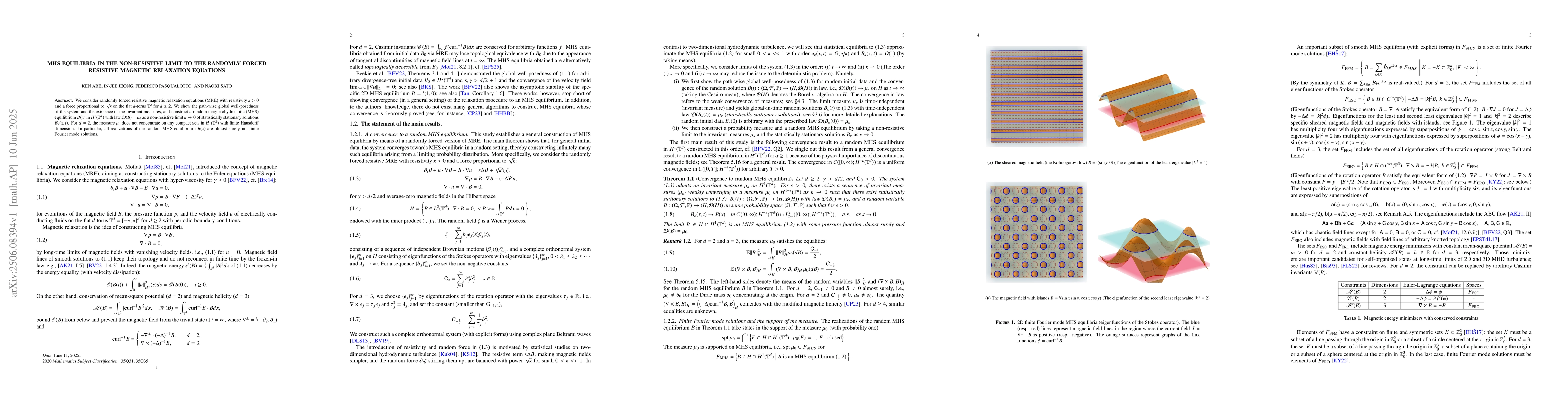 Thumbnail for MHS equilibria in the non-resistive limit to the randomly forced
  resistive magnetic relaxation equations