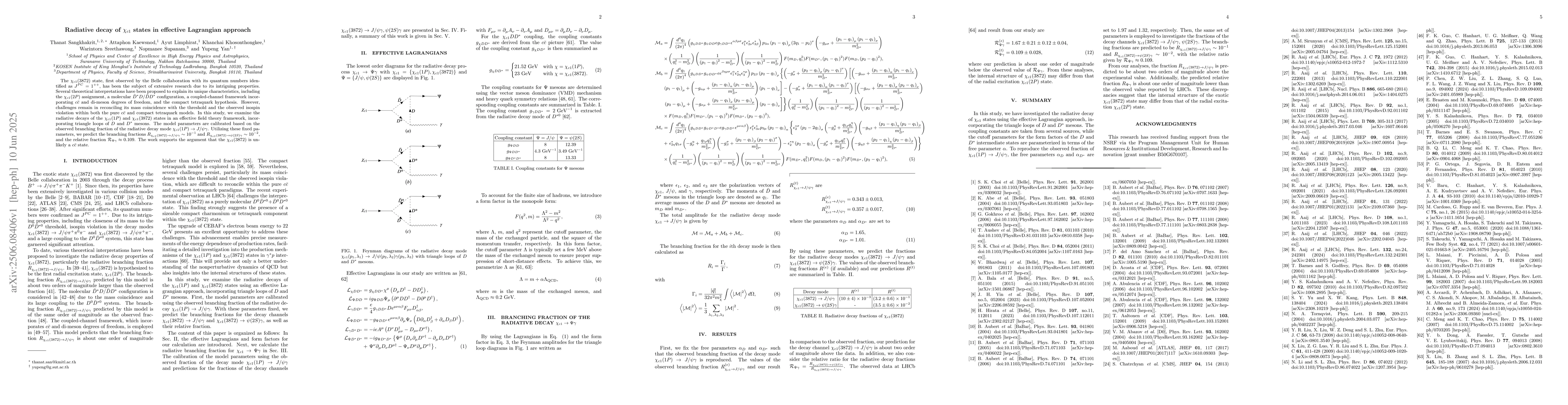 Thumbnail for Radiative decay of $χ_{c1}$ states in effective Lagrangian approach