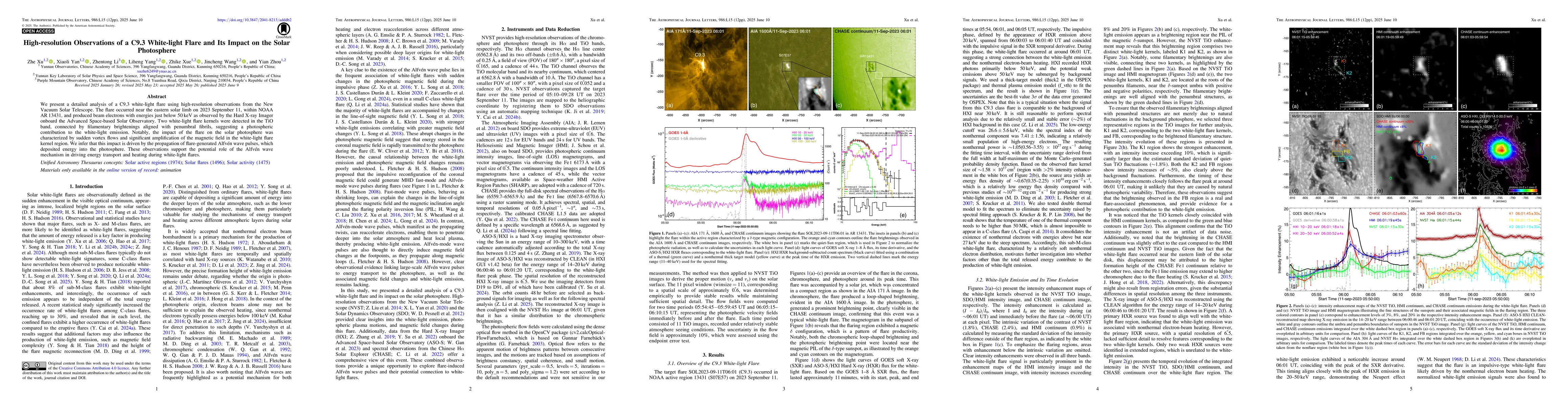 Thumbnail for High-resolution Observations of a C9.3 White-light Flare and Its Impact
  on the Solar Photosphere