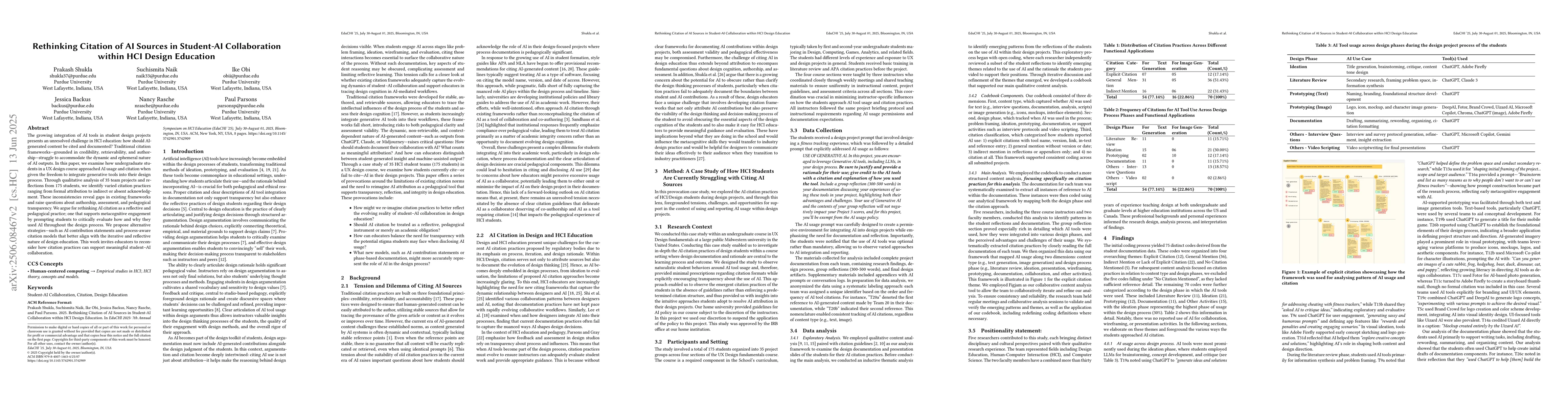 Thumbnail for Rethinking Citation of AI Sources in Student-AI Collaboration within HCI
  Design Education