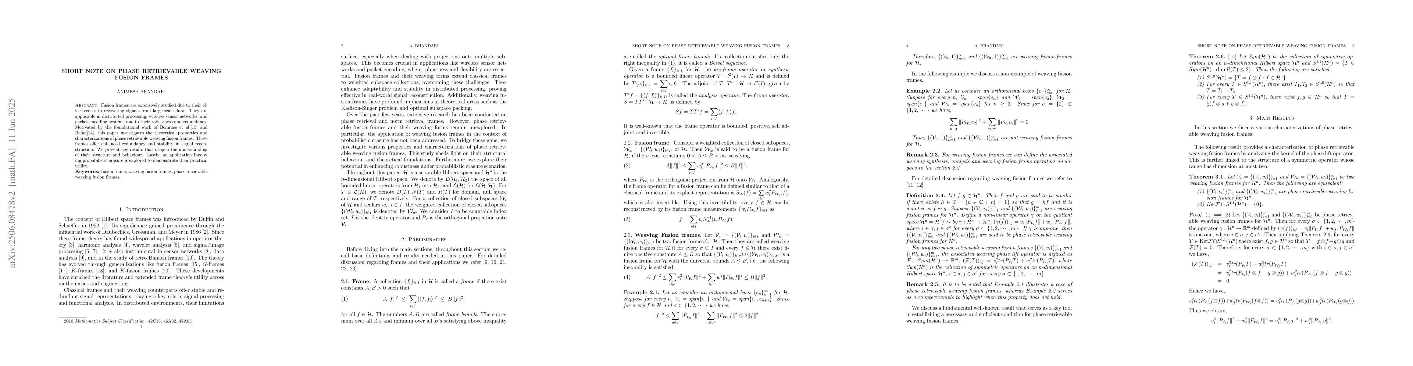 Thumbnail for Short note on phase retrievable weaving fusion frames