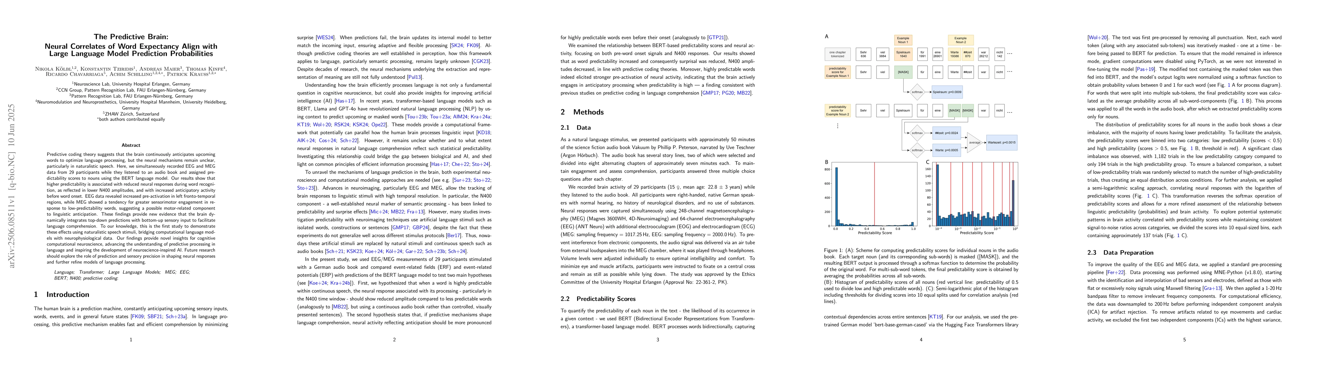 Thumbnail for The Predictive Brain: Neural Correlates of Word Expectancy Align with
  Large Language Model Prediction Probabilities