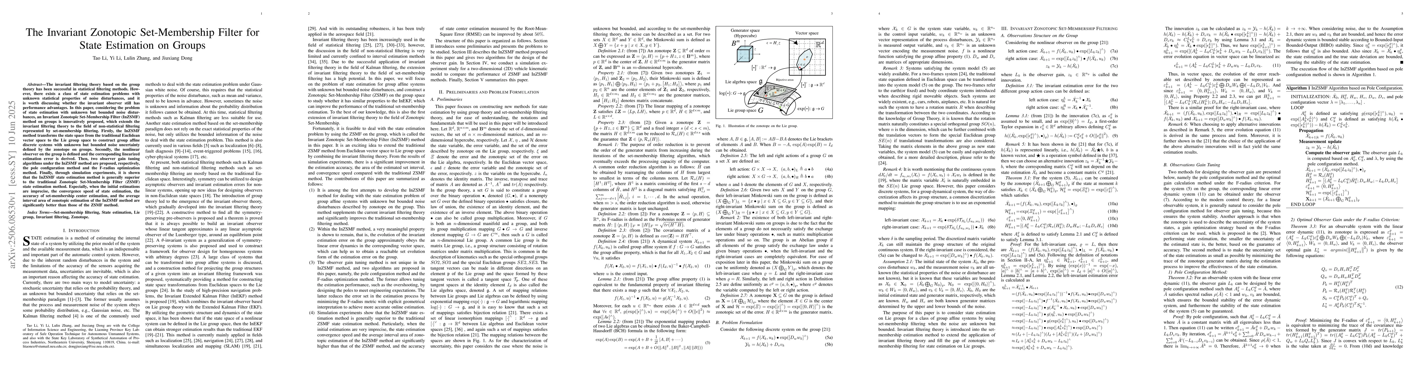 Thumbnail for The Invariant Zonotopic Set-Membership Filter for State Estimation on
  Groups