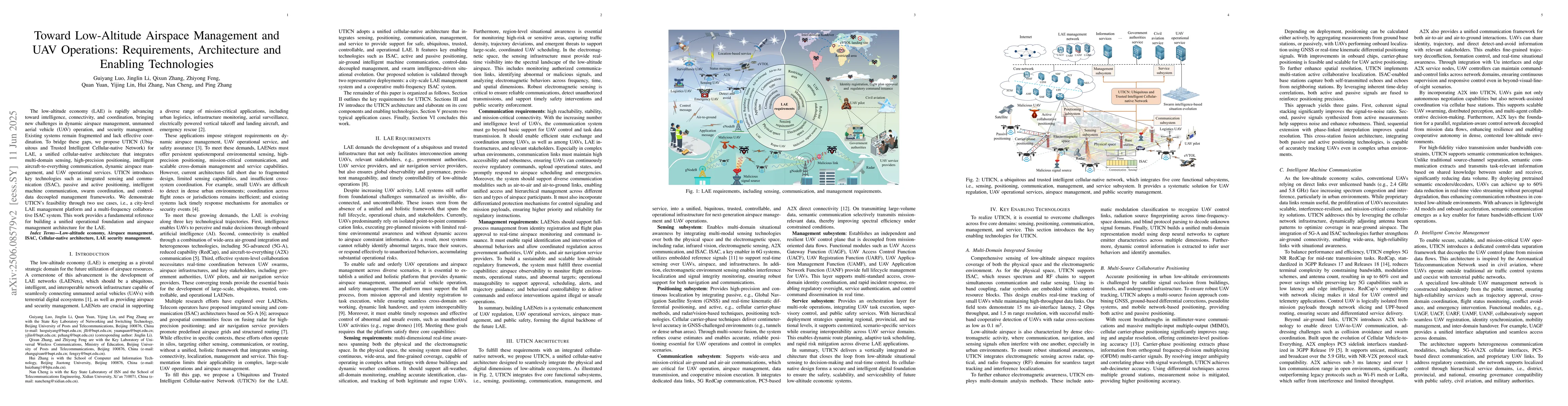 Thumbnail for Toward Low-Altitude Airspace Management and UAV Operations:
  Requirements, Architecture and Enabling Technologies