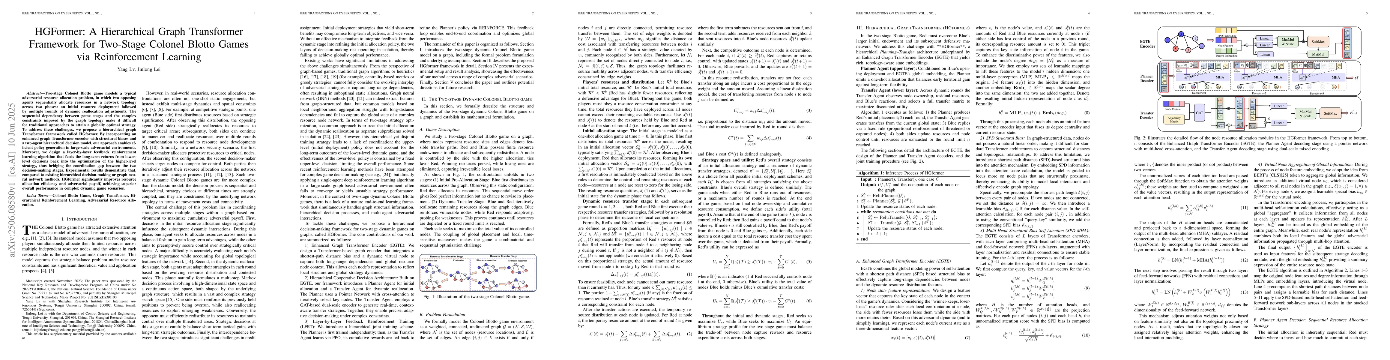 Thumbnail for HGFormer: A Hierarchical Graph Transformer Framework for Two-Stage
  Colonel Blotto Games via Reinforcement Learning