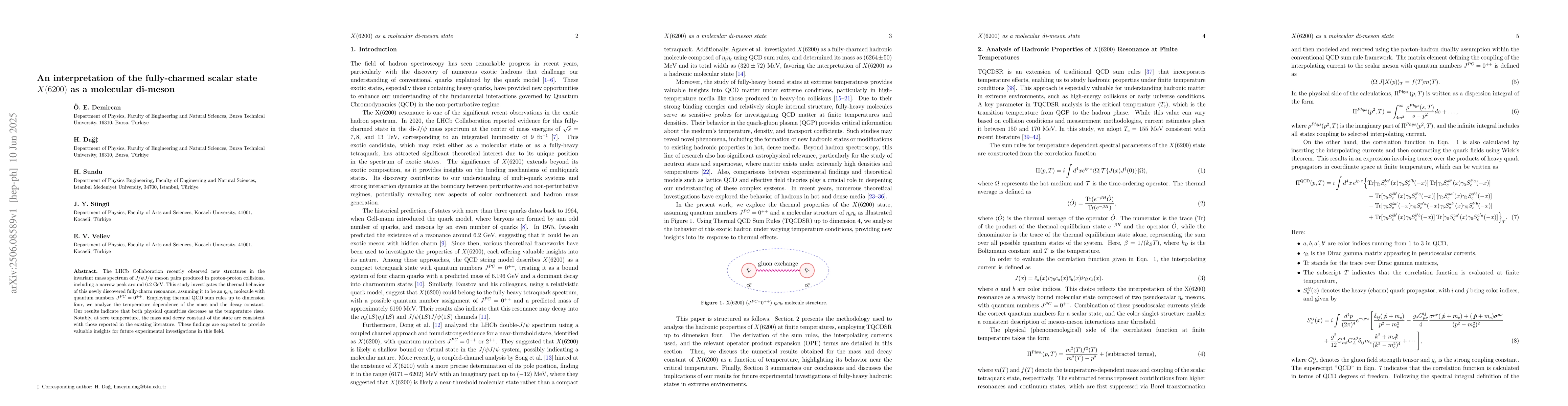 Thumbnail for An interpretation of the fully-charmed scalar state $X(6200)$ as a
  molecular di-meson