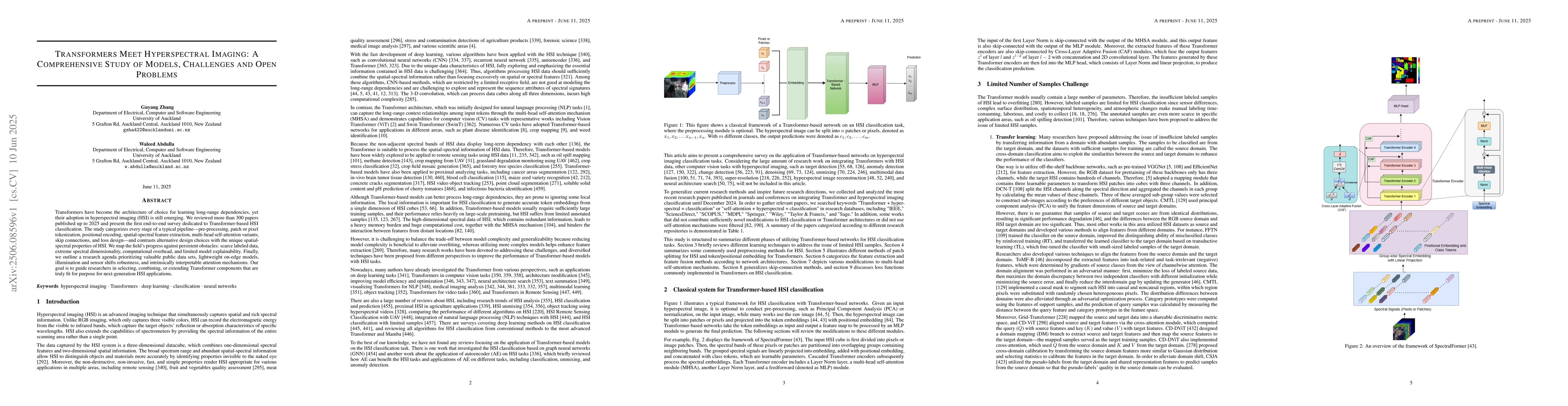 Thumbnail for Transformers Meet Hyperspectral Imaging: A Comprehensive Study of
  Models, Challenges and Open Problems