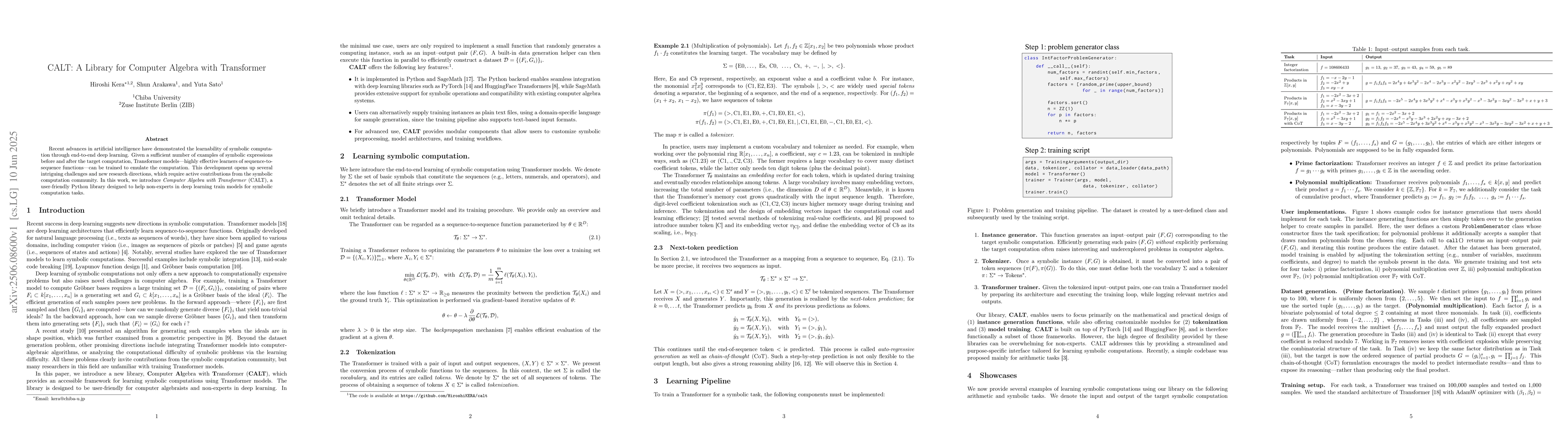 Thumbnail for CALT: A Library for Computer Algebra with Transformer