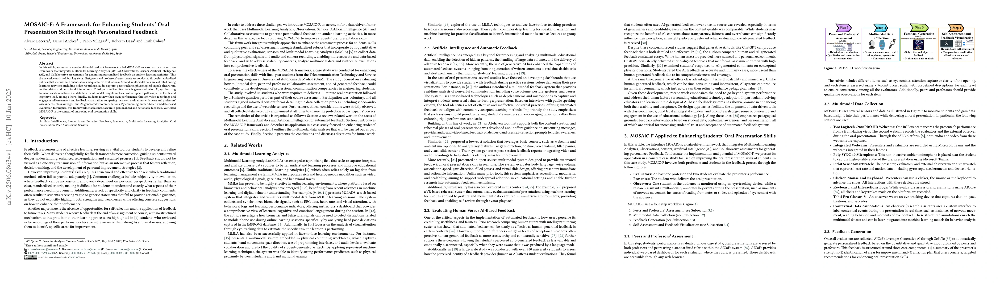Thumbnail for MOSAIC-F: A Framework for Enhancing Students' Oral Presentation Skills
  through Personalized Feedback