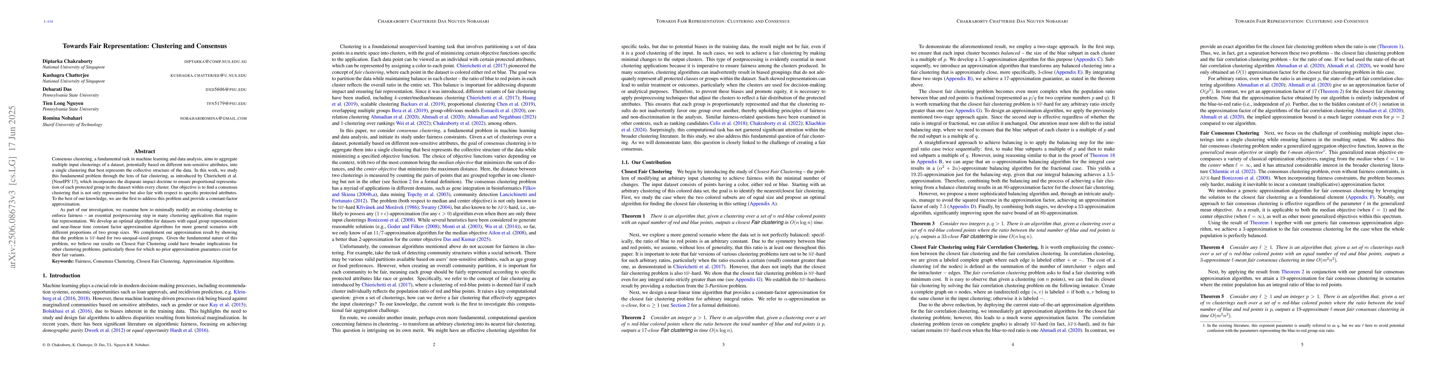 Thumbnail for Towards Fair Representation: Clustering and Consensus