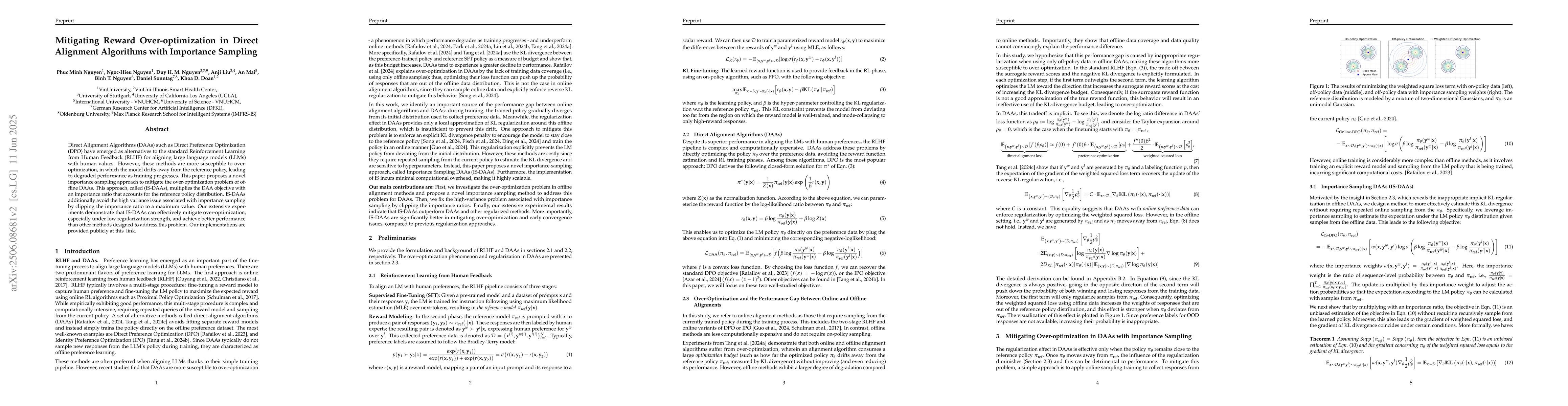 Thumbnail for Mitigating Reward Over-optimization in Direct Alignment Algorithms with
  Importance Sampling