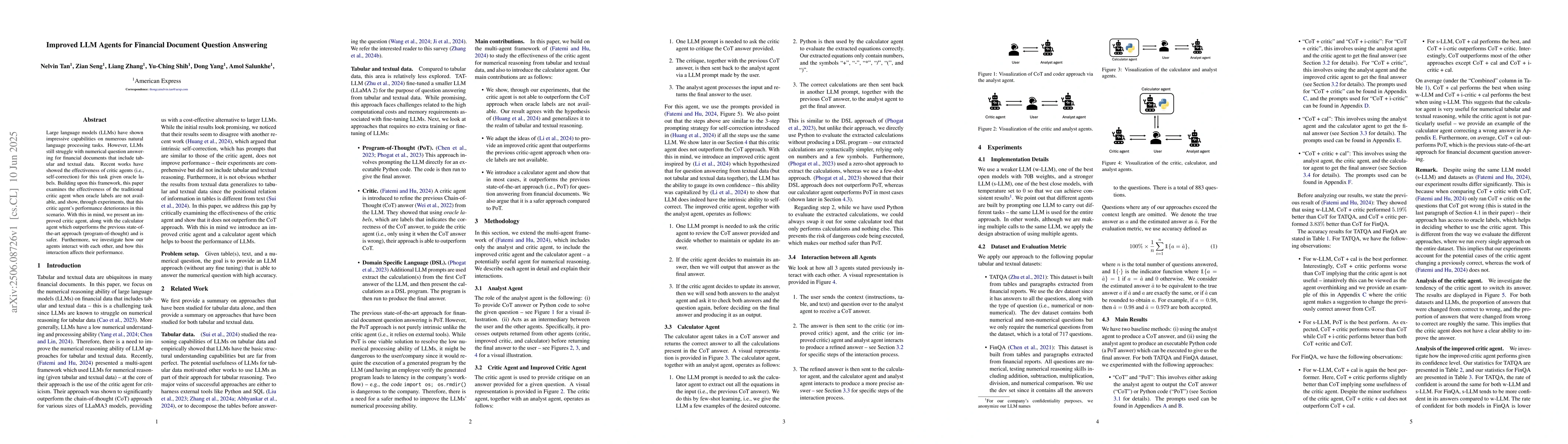 Thumbnail for Improved LLM Agents for Financial Document Question Answering