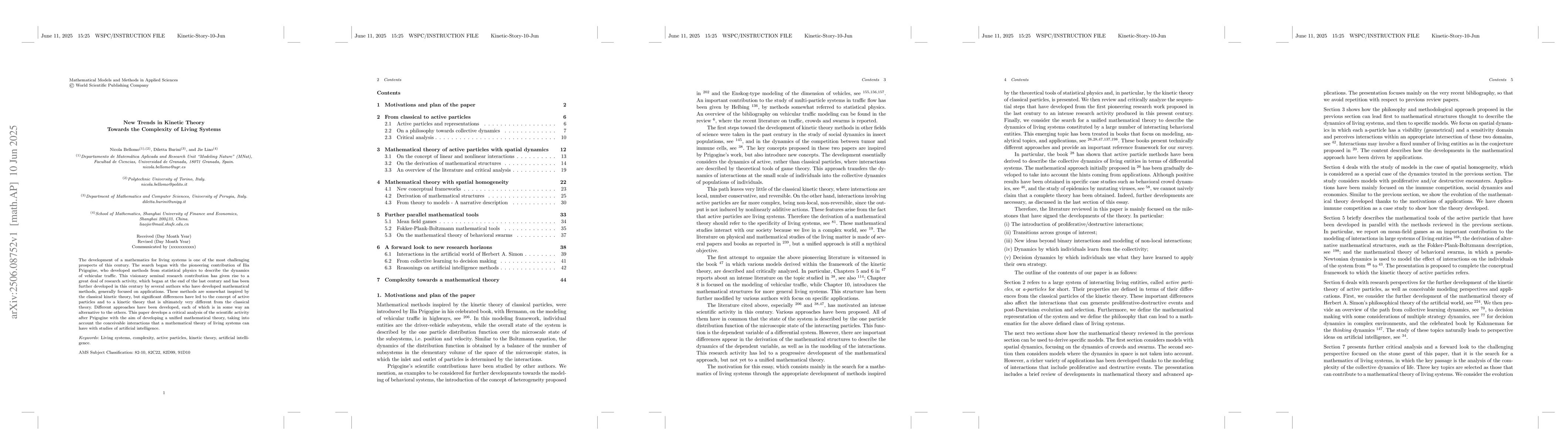 Thumbnail for New Trends in Kinetic Theory Towards the Complexity of Living Systems