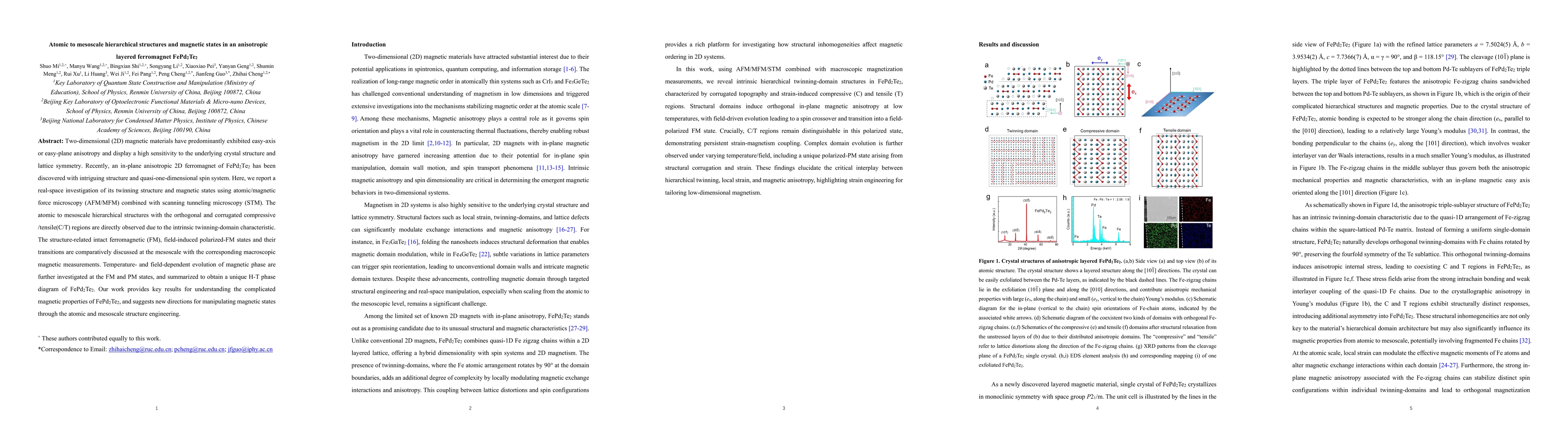 Thumbnail for Atomic to mesoscale hierarchical structures and magnetic states in an
  anisotropic layered ferromagnet FePd2Te2