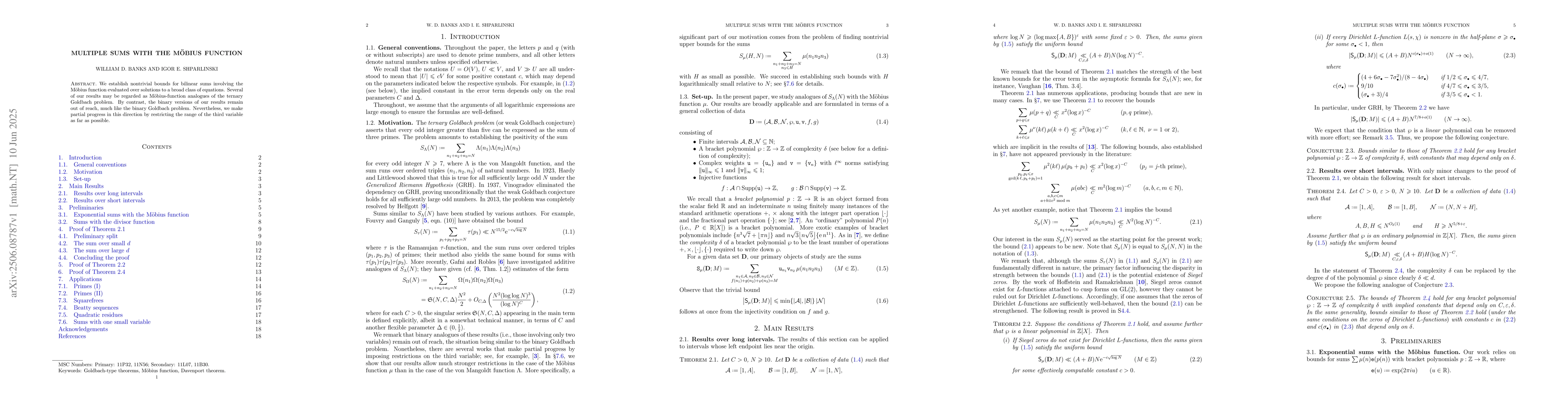Thumbnail for Multiple sums with the Möbius function